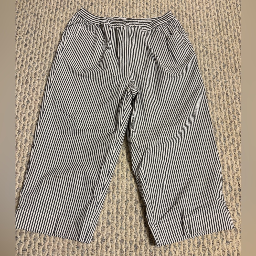Vintage Striped Blue and White Womens capris
